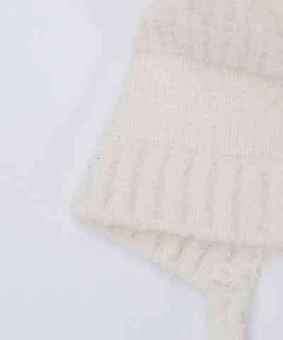 Bear Ears Knit Cap with Cords