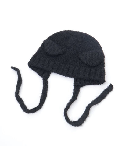 Bear Ears Knit Cap with Cords