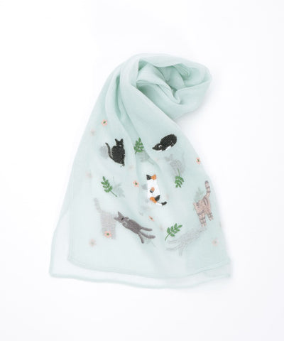 Cat & Flower Embroidery Stoll