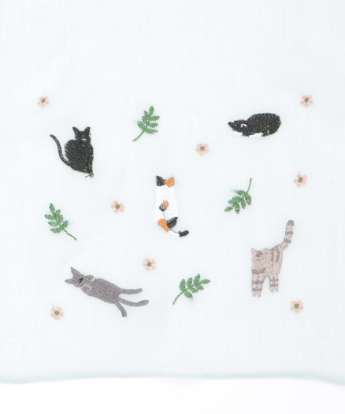 Cat & Flower Embroidery Stoll