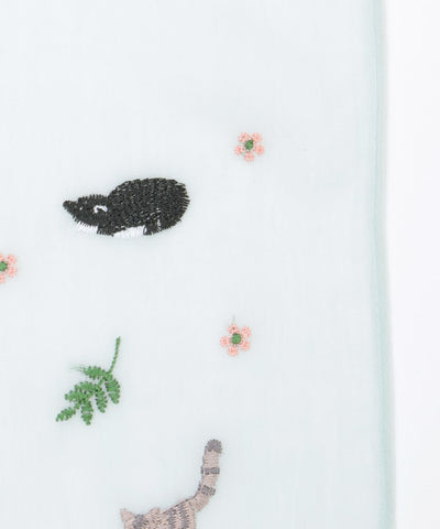 Cat & Flower Embroidery Stoll
