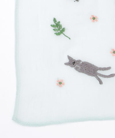 Cat & Flower Embroidery Stoll