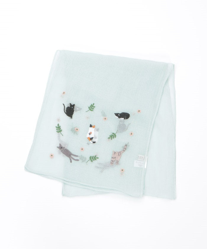 Cat & Flower Embroidery Stoll