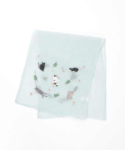 Cat & Flower Embroidery Stoll