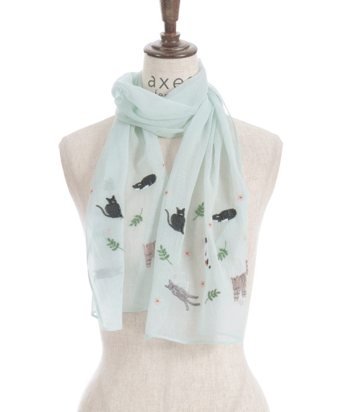 Cat & Flower Embroidery Stoll