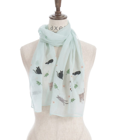 Cat & Flower Embroidery Stoll