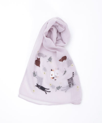 Cat & Flower Embroidery Stoll