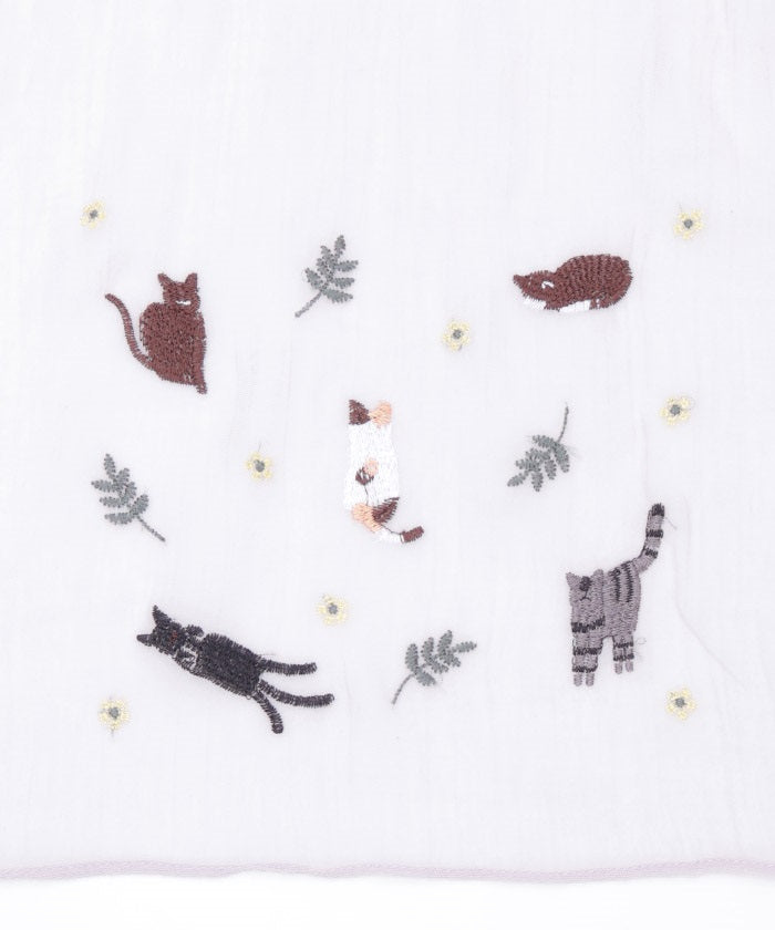Cat & Flower Embroidery Stoll
