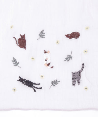 Cat & Flower Embroidery Stoll