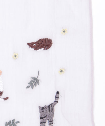 Cat & Flower Embroidery Stoll