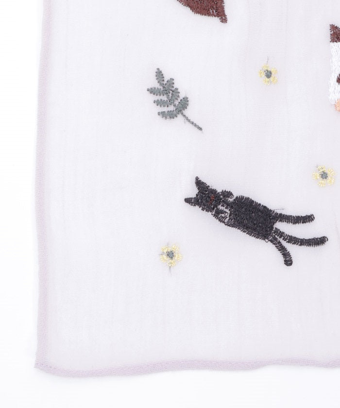 Cat & Flower Embroidery Stoll