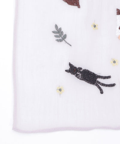 Cat & Flower Embroidery Stoll