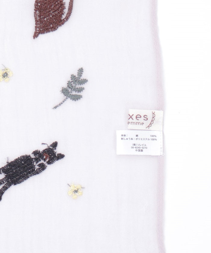 Cat & Flower Embroidery Stoll