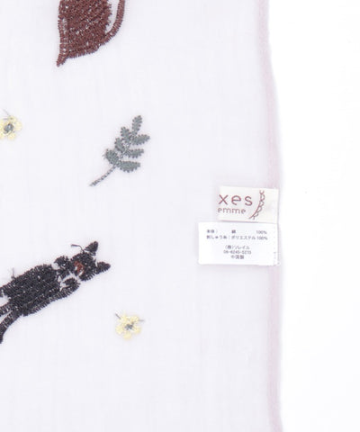 Cat & Flower Embroidery Stoll