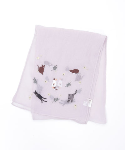 Cat & Flower Embroidery Stoll