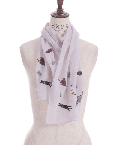 Cat & Flower Embroidery Stoll