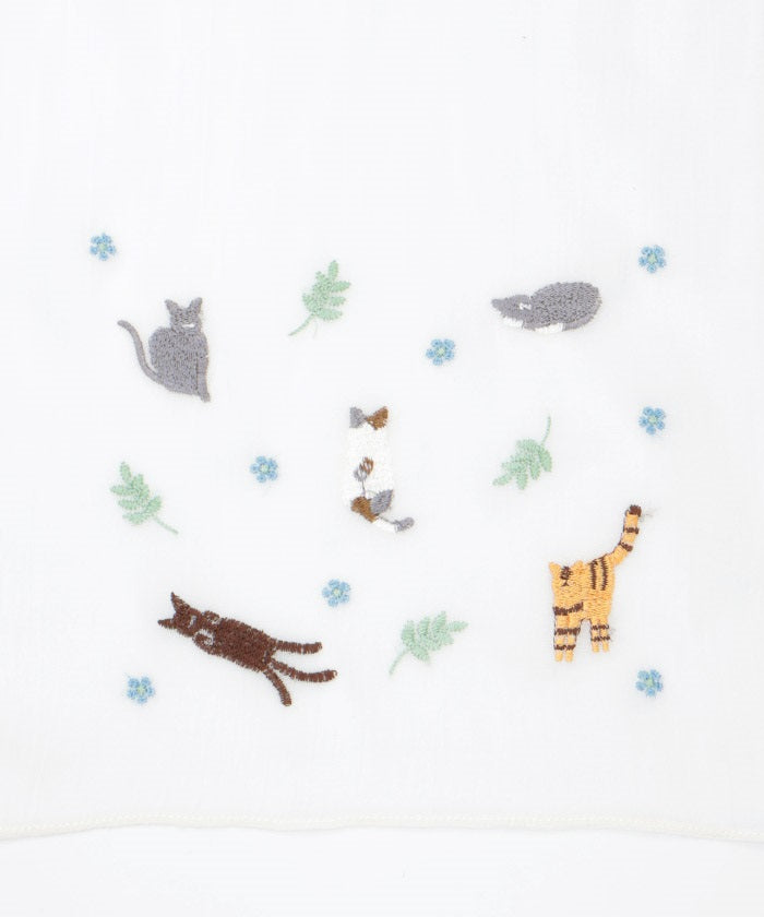 Cat & Flower Embroidery Stoll