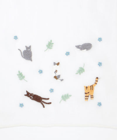 Cat & Flower Embroidery Stoll