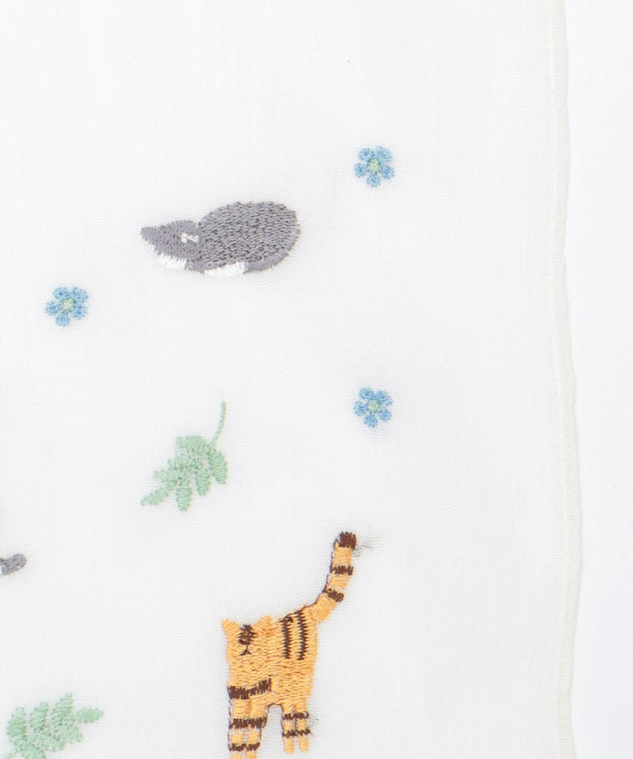 Cat & Flower Embroidery Stoll
