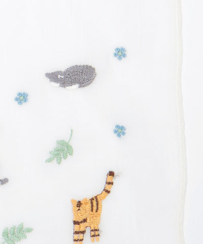 Cat & Flower Embroidery Stoll