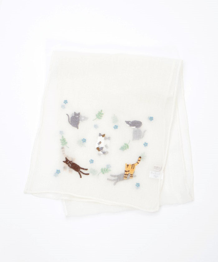 Cat & Flower Embroidery Stoll