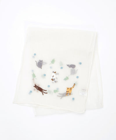 Cat & Flower Embroidery Stoll