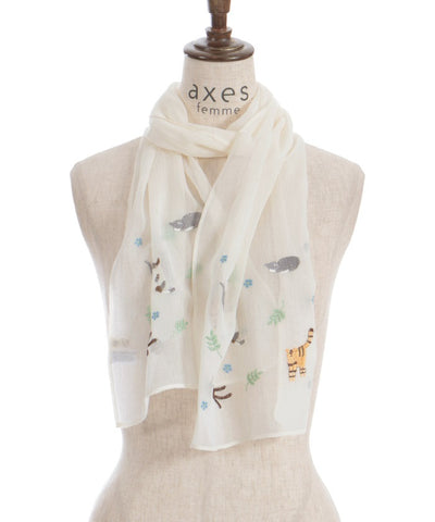 Cat & Flower Embroidery Stoll