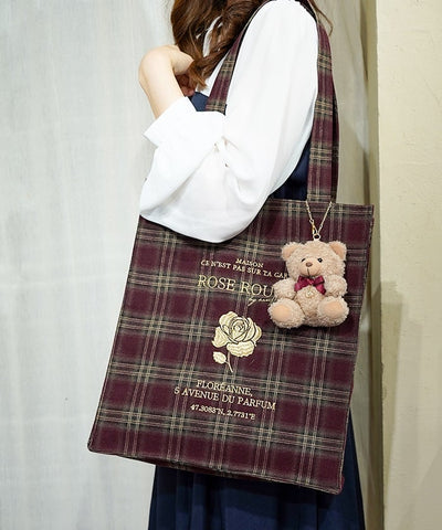 Vertical Check Pattern Tote