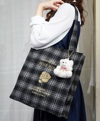 Vertical Check Pattern Tote