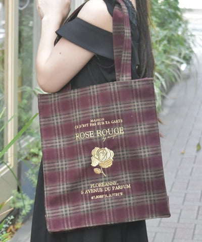 Vertical Check Pattern Tote