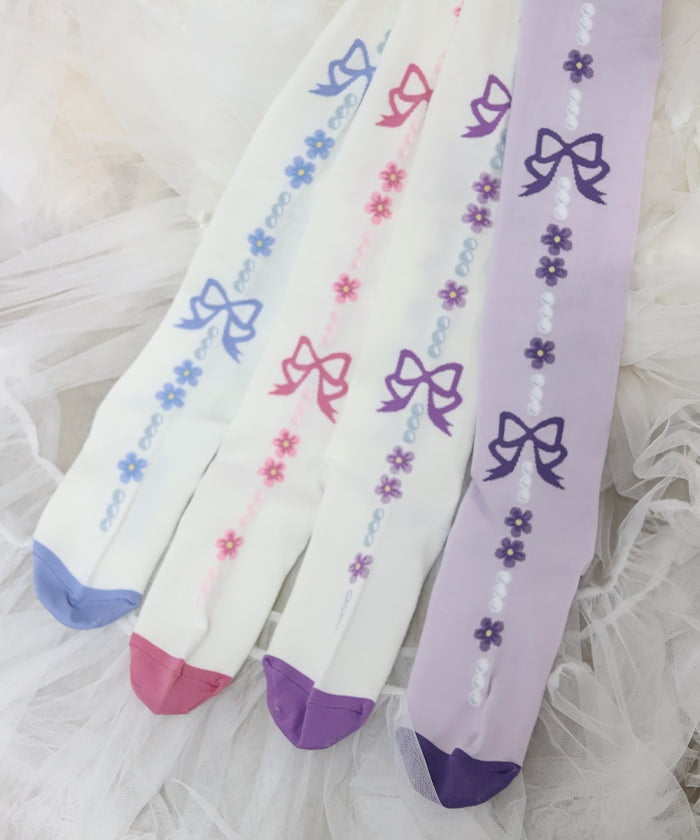 Flora Pearl Over-knee Socks