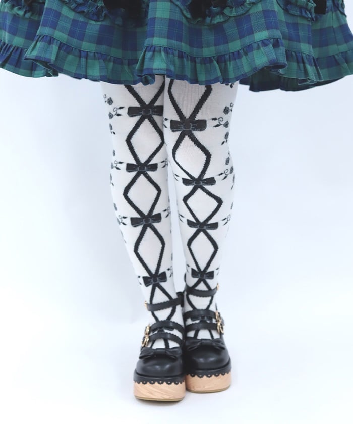 Lace-Up Rose Tights