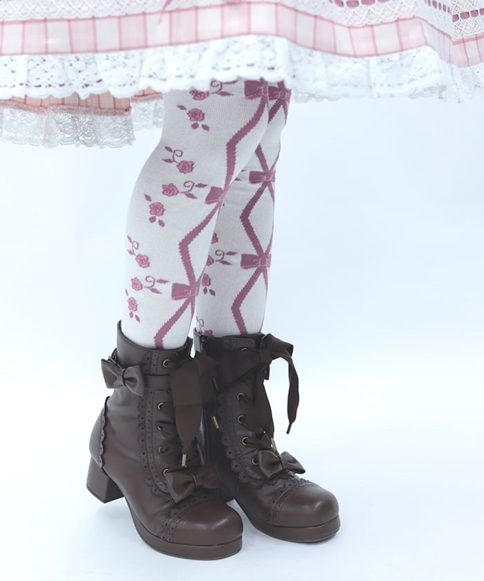 Lace-Up Rose Tights