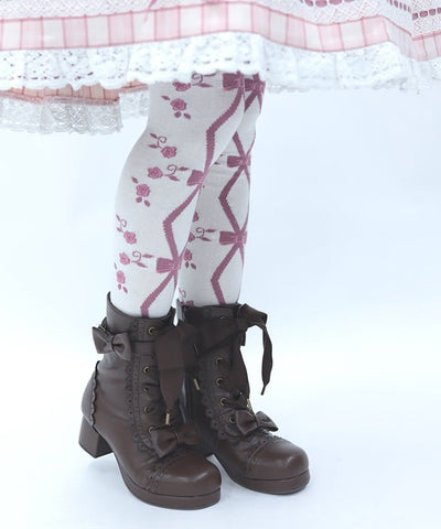 Lace-Up Rose Tights