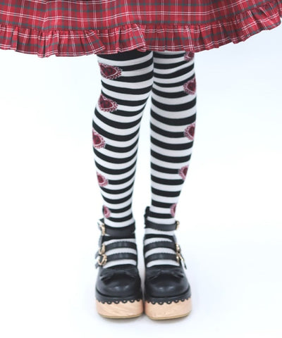Striped Heart Over-knee Socks
