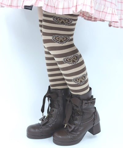 Striped Heart Over-knee Socks
