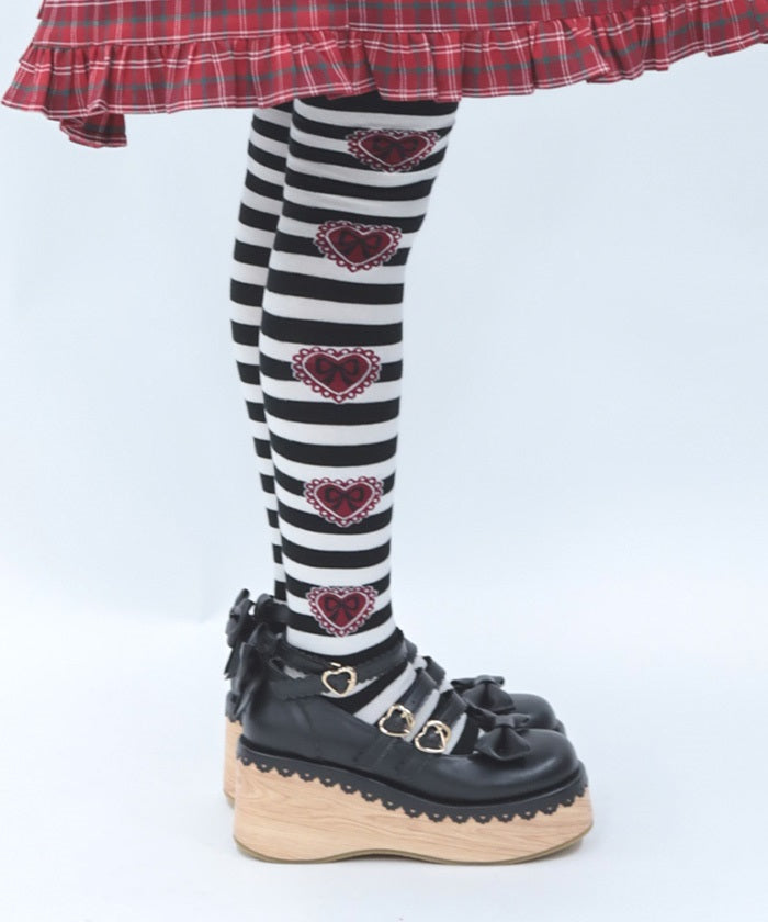 Striped Heart Over-knee Socks
