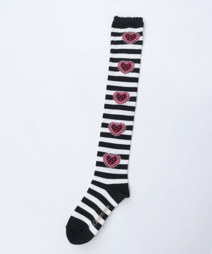 Striped Heart Over-knee Socks
