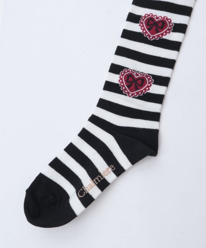 Striped Heart Over-knee Socks