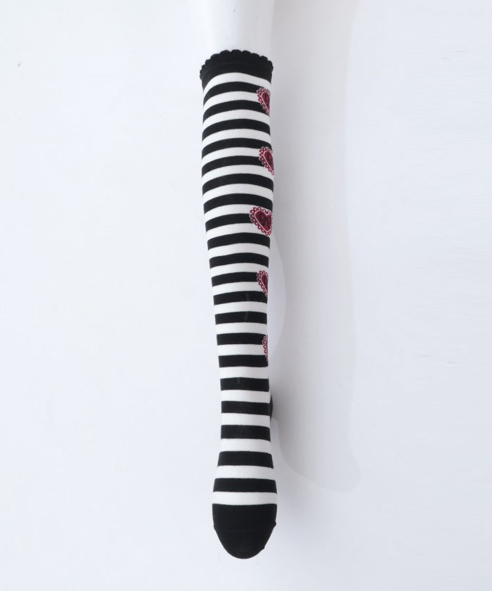 Striped Heart Over-knee Socks