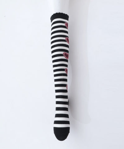 Striped Heart Over-knee Socks