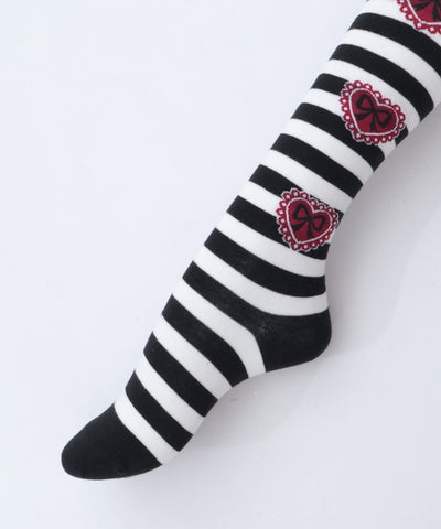 Striped Heart Over-knee Socks