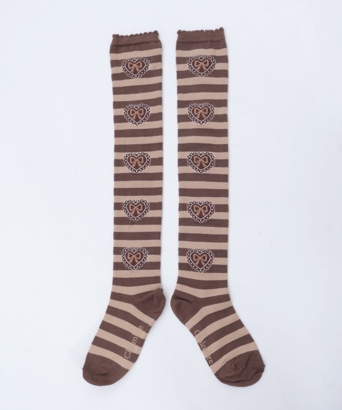 Striped Heart Over-knee Socks