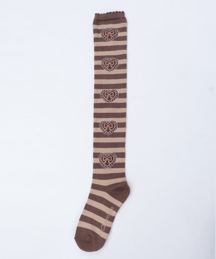 Striped Heart Over-knee Socks