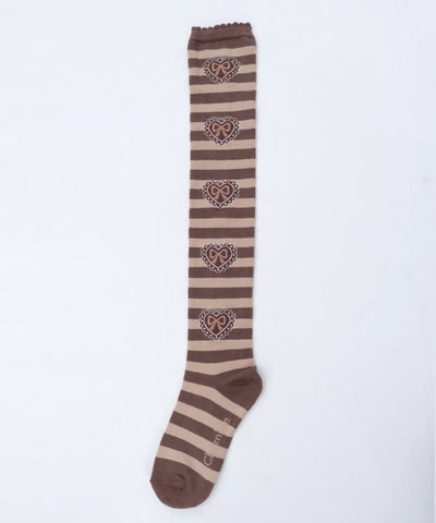 Striped Heart Over-knee Socks