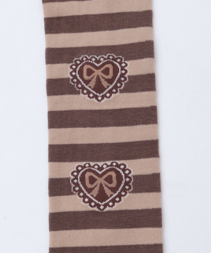 Striped Heart Over-knee Socks