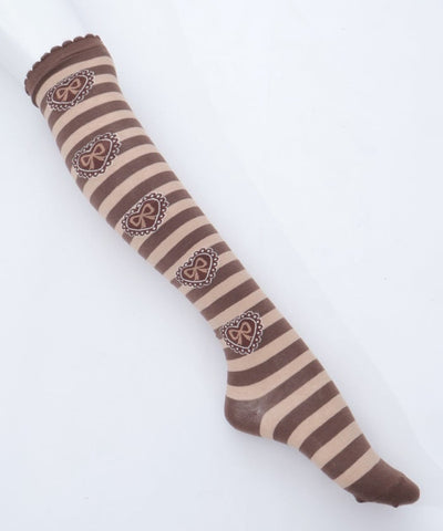 Striped Heart Over-knee Socks