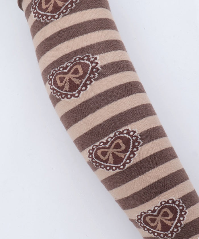 Striped Heart Over-knee Socks