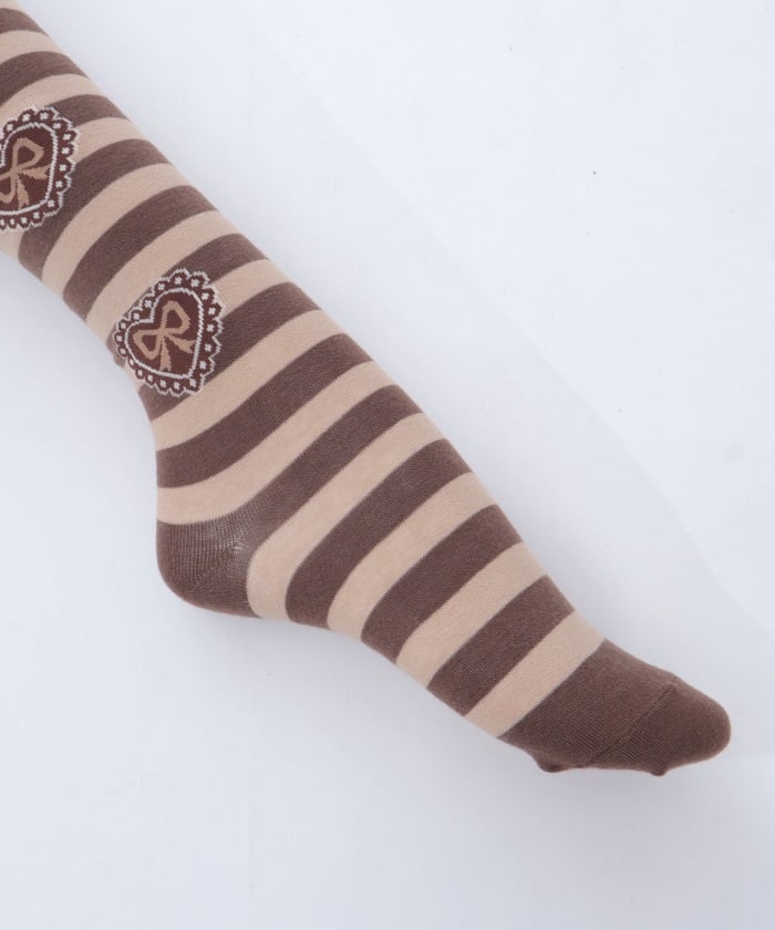 Striped Heart Over-knee Socks