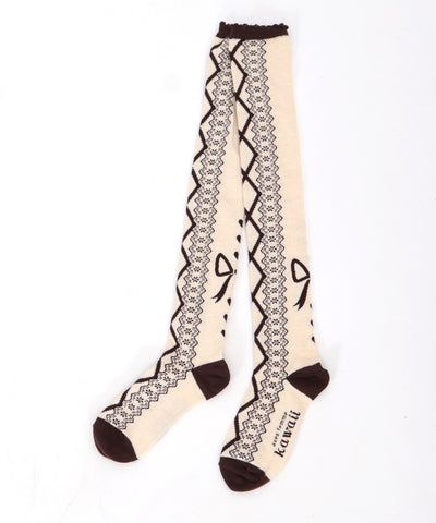 Lace-Up Pattern Over-knee Socks (Pre-order)